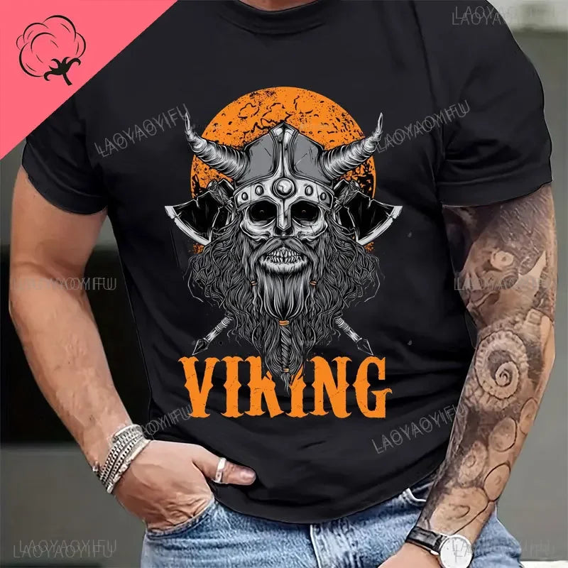 Viking Blood High Quality 100% Cotton T Shirt Men Short Sleeve Viking Legend T-Shirt Retro Classic Tee Shirt Valhalla Odin Tops