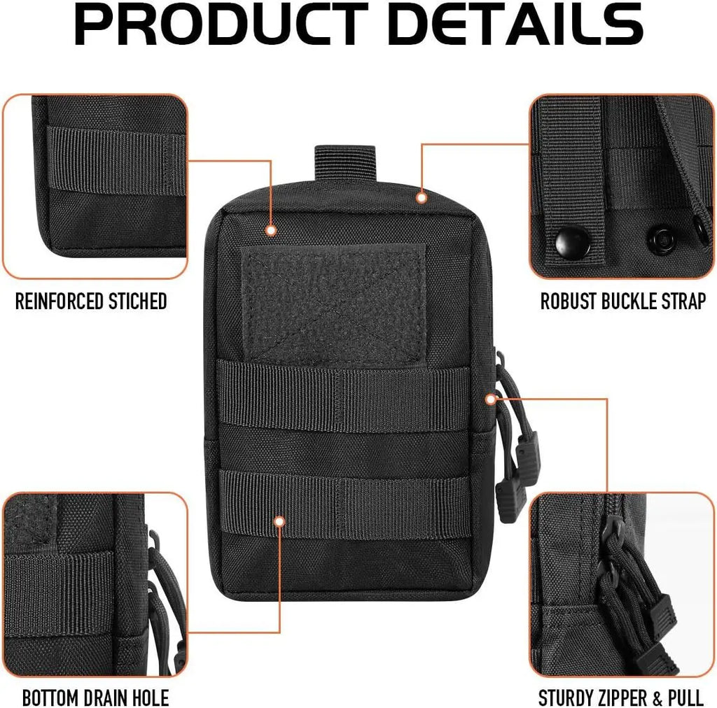 Outdoor Molle Pouch Waist Bag Utility EDC Tool Pack Phone Holder Case Working Hiking Camping Hunting Accessories Organizer Bags