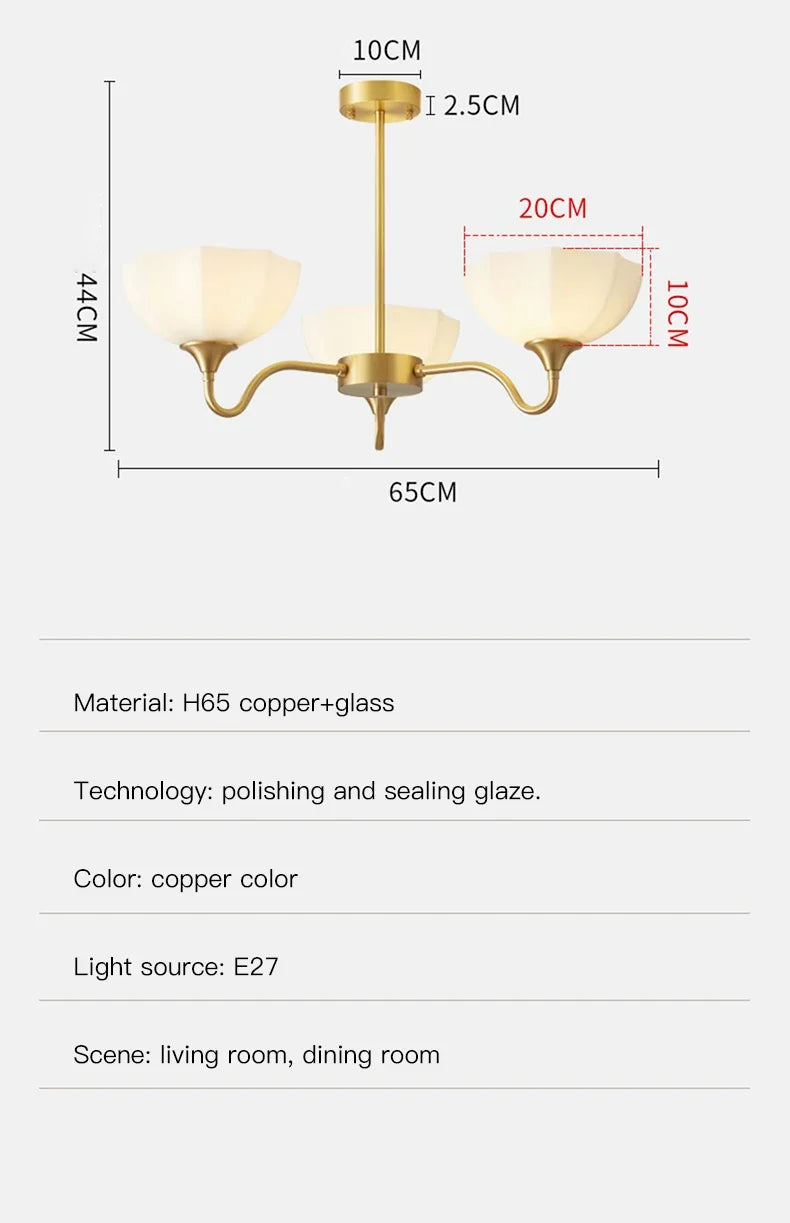 Light Luxury Cream Style Living Room Chandelier Bedroom Dining Room Brass Lamp Attic Lobby Hotel LED Home Lighting Decoration