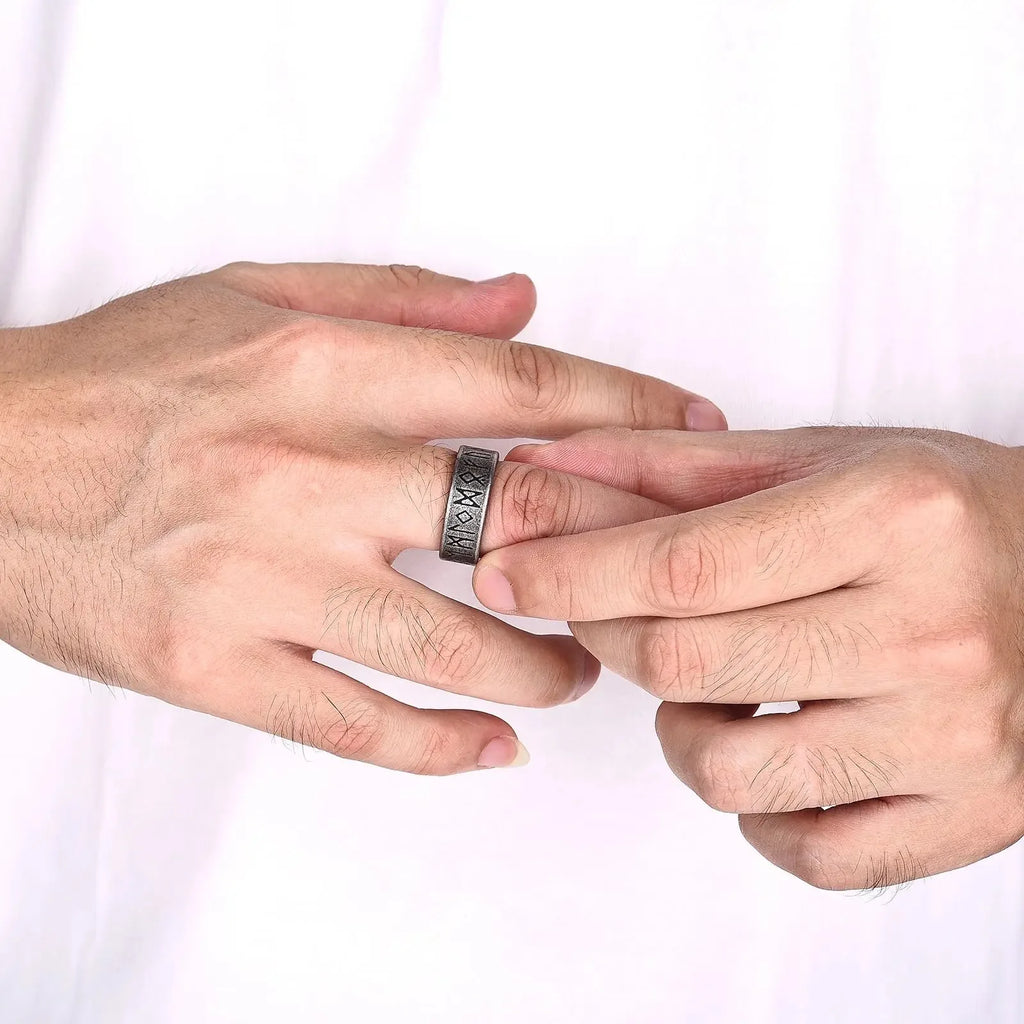 Vintage Viking Rune Ring Stainless Steel Nordic Odin Viking Rings For Men Women Retro Amulet Fashion Jewelry Gift Never Fading