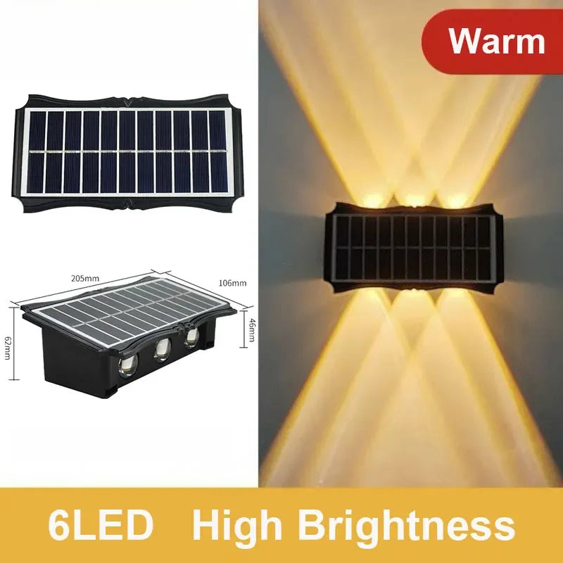Solar LED Light Outdoor Solar LED Wall Lamp High Brightness Up And Down Luminous Lighting for Outdoor Garden Decoration Sunlight