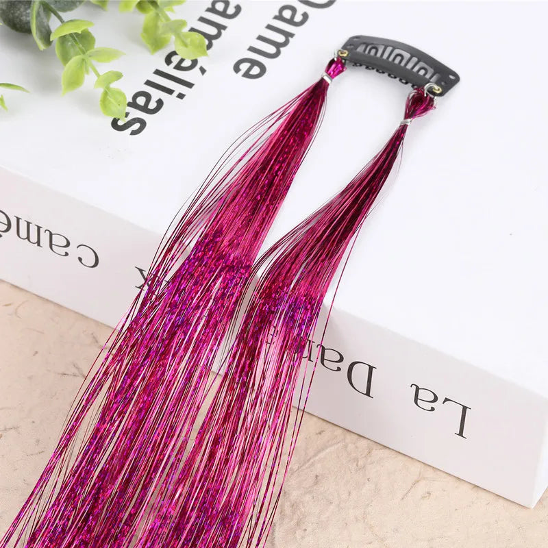 Hair Tinsel Glitter Braids High Temperature Fiber Bling Women's Tinsel Hair Strands In Braiders French Twist Hair Accessories
