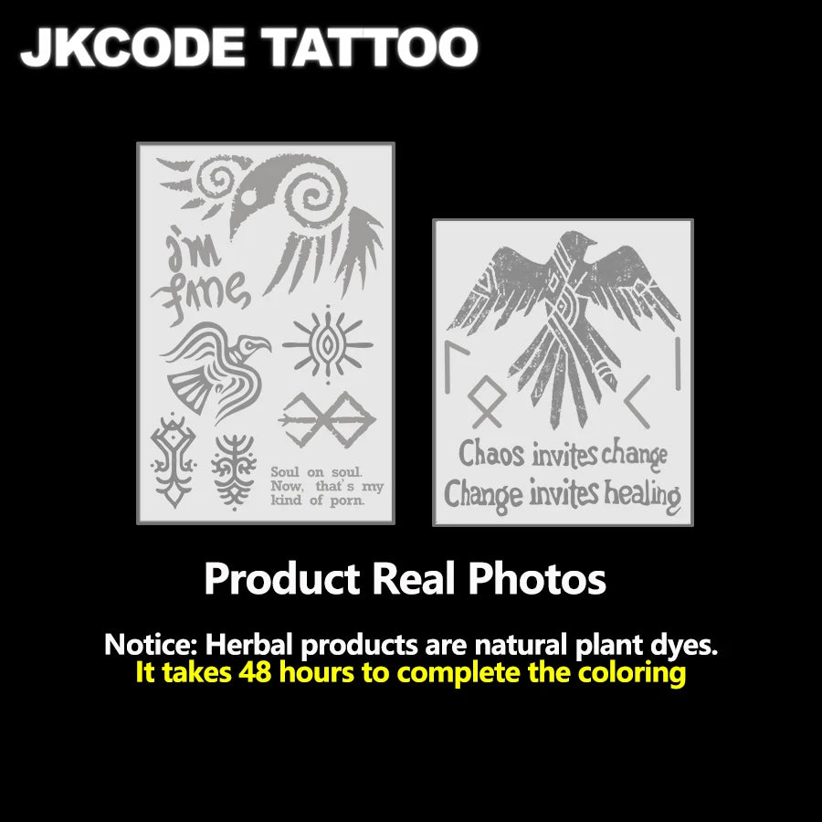 Waterproof Viking Ravens tattoo Semi-permanent Tattoos,Cryptic Symbol Temporary Tattoos,Lasts 1-2 Weeks, Tattoos For Man