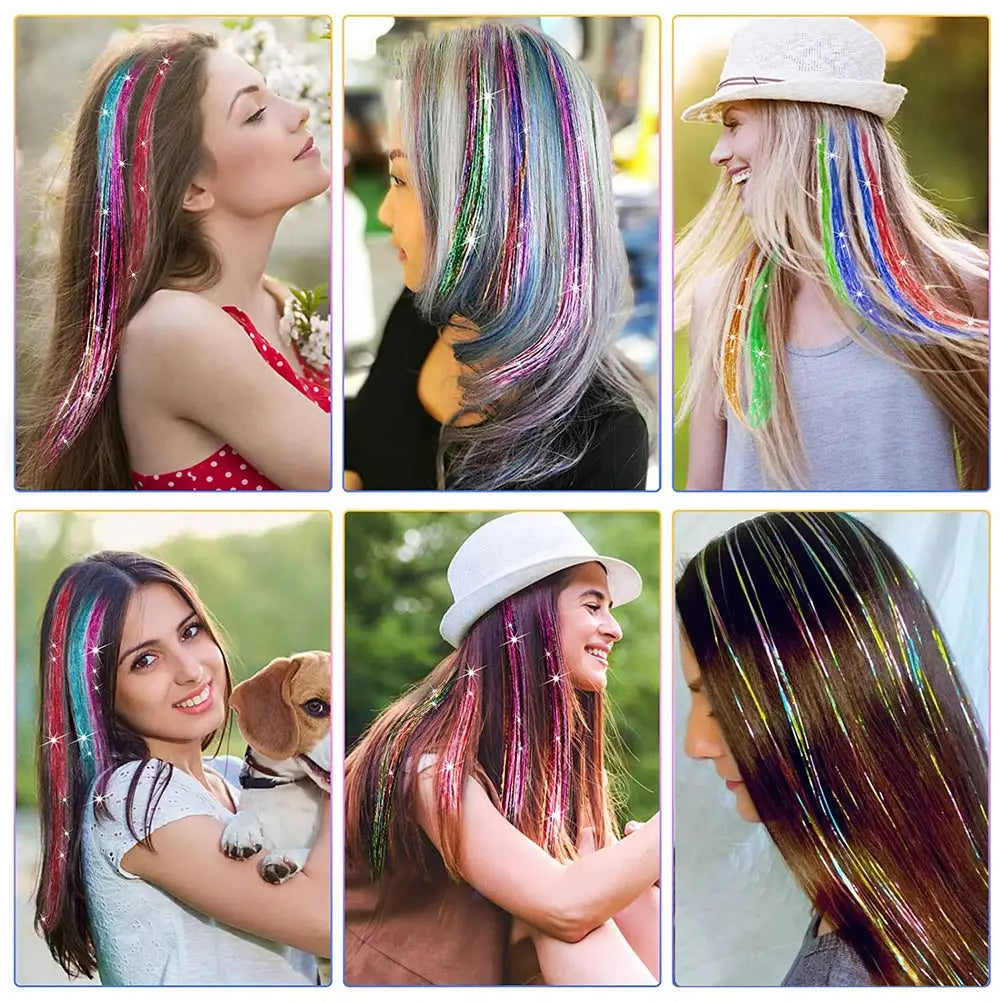 New Sparkle Hair Extensions Clip In Hair Tinsel Fairy Tinsel Hair Extensions With Clips Clip On Glitter Hair Tinsel Extensions