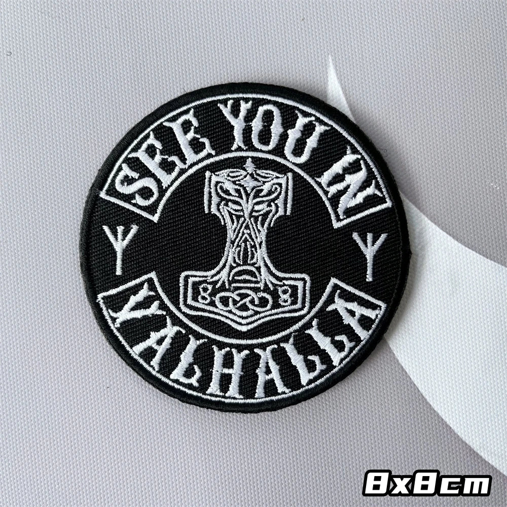 Viking Symbol Tree of Life Axe Embroidered Patches Tactical Morale Badge Backpack Hook and Loop Sticker