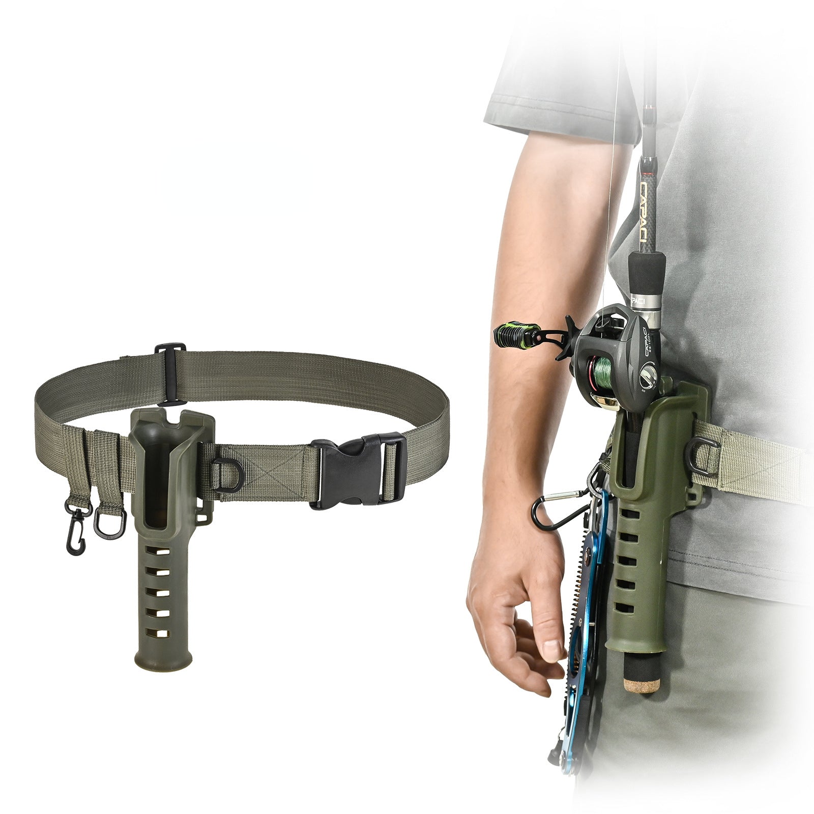 Portable rod holder fishing gear accessory with adjustable waist fishing rod insertion device fishing accessories tool outdoor