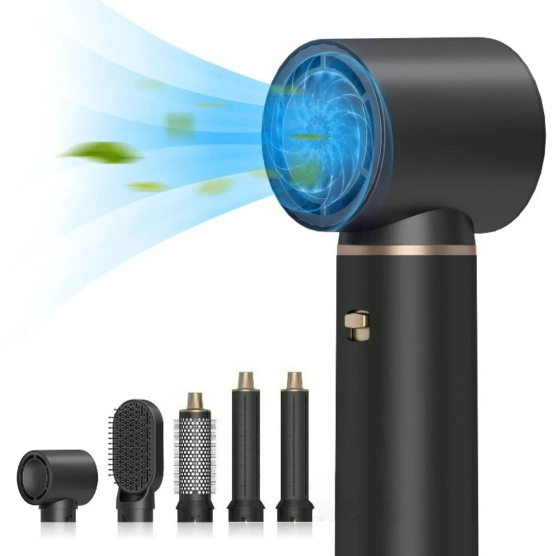 5-in-1 Air Blower Brush Hair Styler Ionic Hot Air Brush Curler & Straightener 1000W Detachable Heads Diffuser Hair Tools