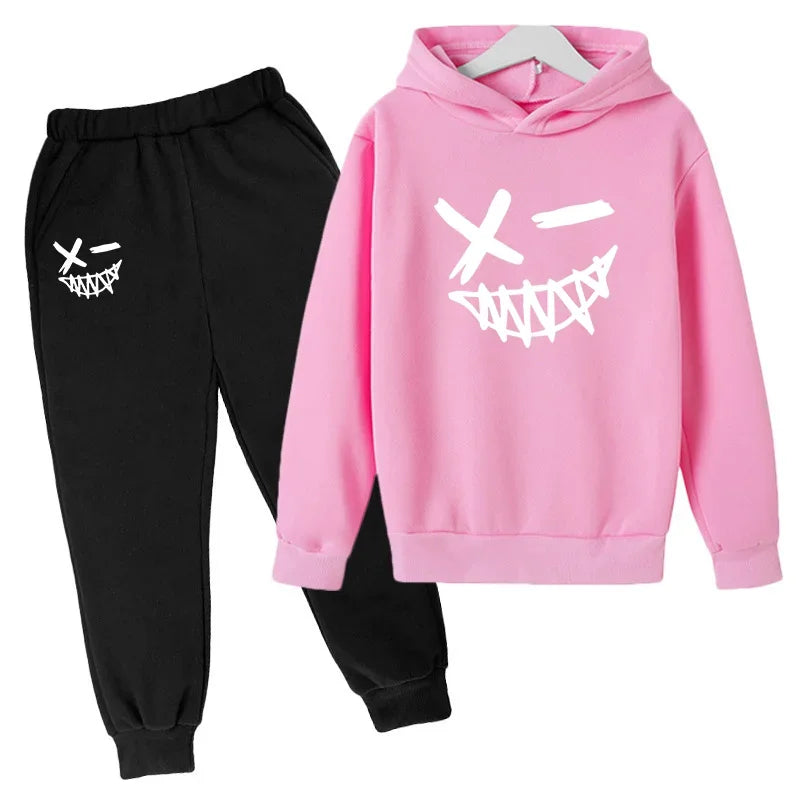 New Children's Hooded Casual Jacket, Boys' and Girls' Branded Clothing for Ages 3-13, Two-piece Set with Top and Pants, Party-ch