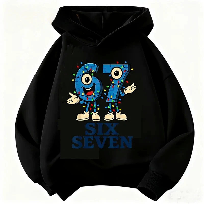 Children Hoodie 67 Six Seven Clothing Steal A BrainRot Cartoon Girls Boy Hooded Italian Brainrot Sweatshirt Korean Pullover Tops