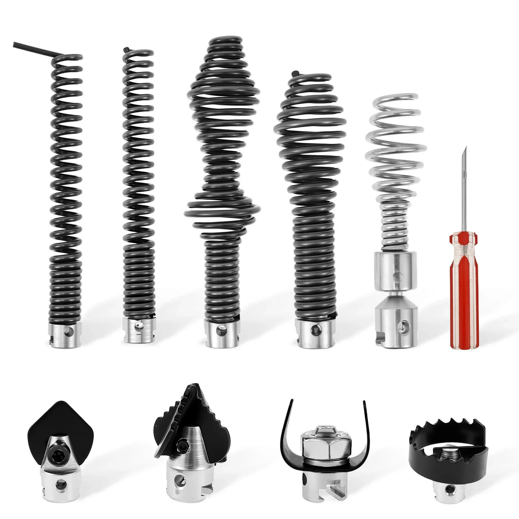 10Pcs Drain Cable Cutter and Auger Set Spring Sewer Dredging Tool for K-400 C-4/6/7/8/9 Model Cable Drain Snake Drill Attachment