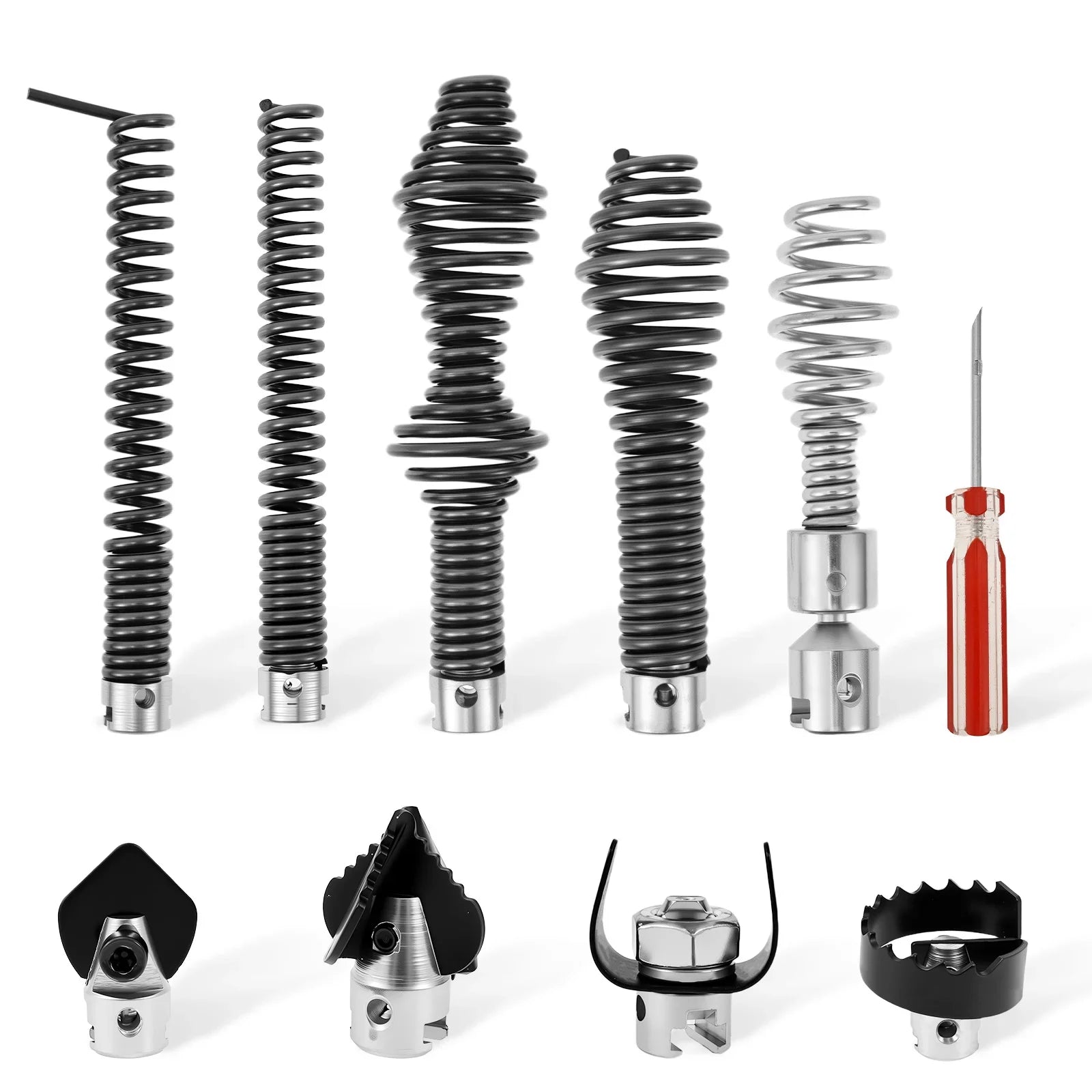 10Pcs Drain Cable Cutter and Auger Set Spring Sewer Dredging Tool for K-400 C-4/6/7/8/9 Model Cable Drain Snake Drill Attachment