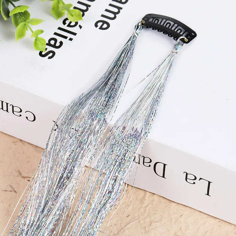 Hair Tinsel Glitter Braids High Temperature Fiber Bling Women's Tinsel Hair Strands In Braiders French Twist Hair Accessories