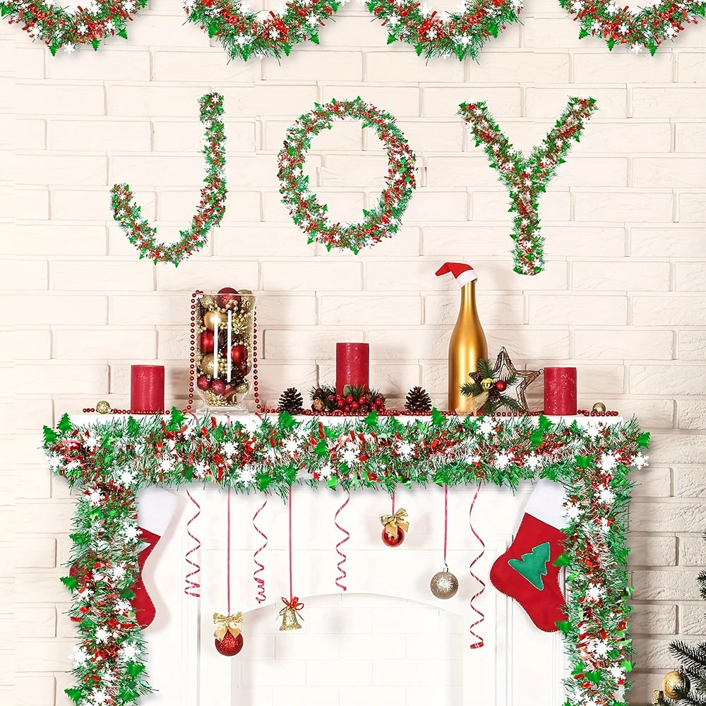 Christmas Tinsel Garland Metallic Shiny Garland Christmas Tree Garland Thick Hanging Christmas Decoration for Home