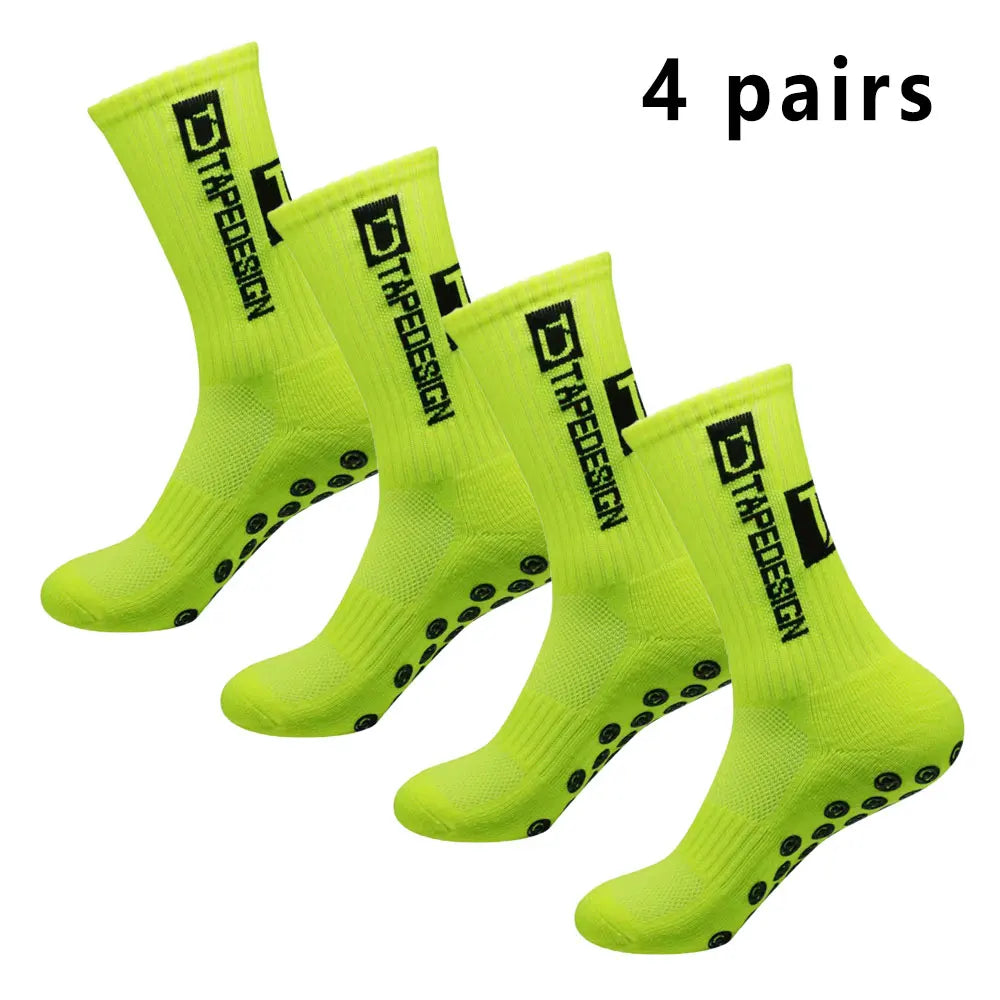 4 pairs of football socks sports socks men's mid-calf socks silicone non-slip dot socks basketball yoga socks