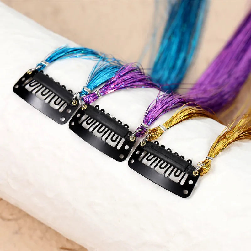 Hair Tinsel Glitter Braids High Temperature Fiber Bling Women's Tinsel Hair Strands In Braiders French Twist Hair Accessories