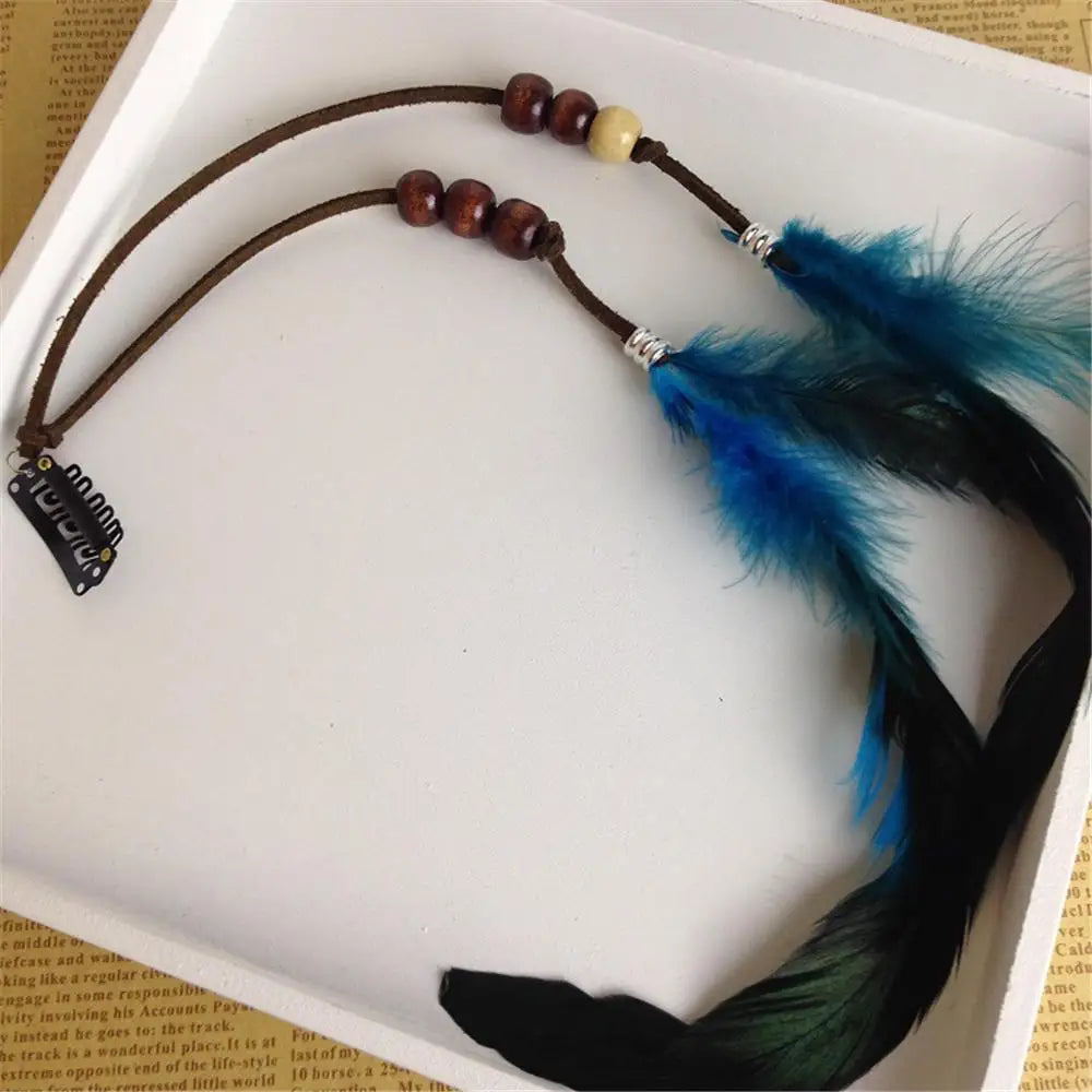 Bohemian Feather Hairband Women's Festive Masquerade Carnival Hippies Costume Indian Prom Gypsy Long Tassel Hair Accessories