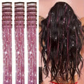 12Pcs Synthetic Hair Tinsel Clip in 52cm Glitter Tinsel HairClip in Hair Tinsel Kit Heat Resistant Shiny Sparkle Fairy Hair