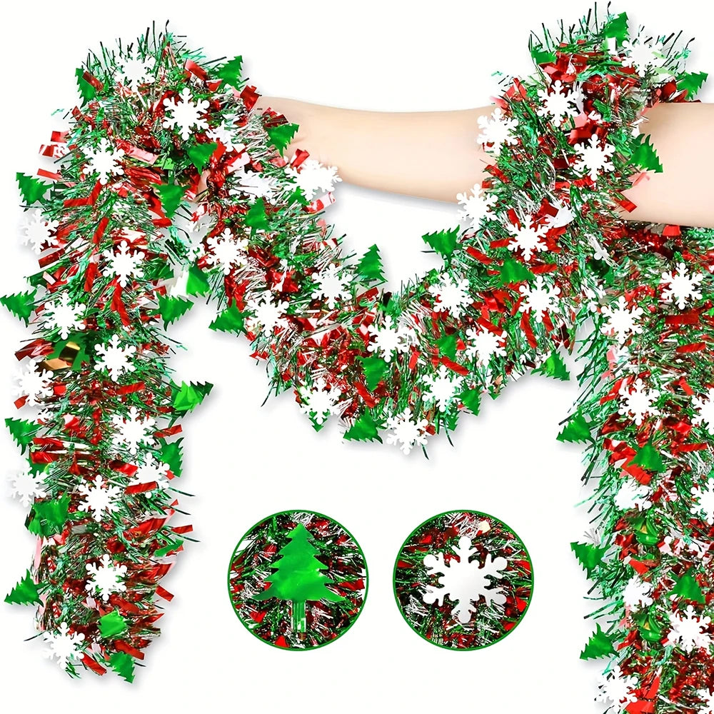 Christmas Tinsel Garland Metallic Shiny Garland Christmas Tree Garland Thick Hanging Christmas Decoration for Home