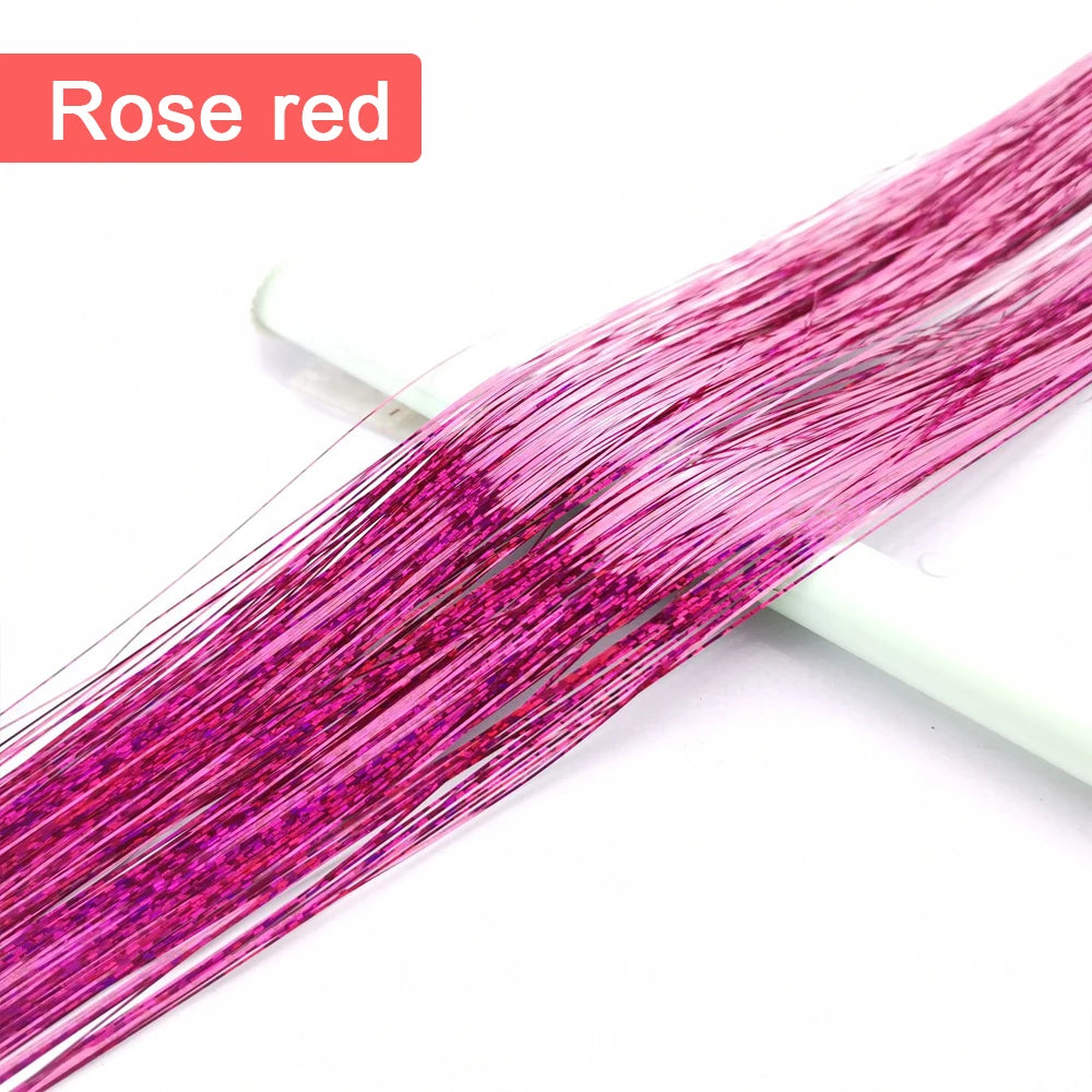 Tinsel Hair Extension 36 Inch Sparkle Glitter Tinsel Hair Rainbow Colored Synthetic Crochet Hair Extensions Hair Accessories