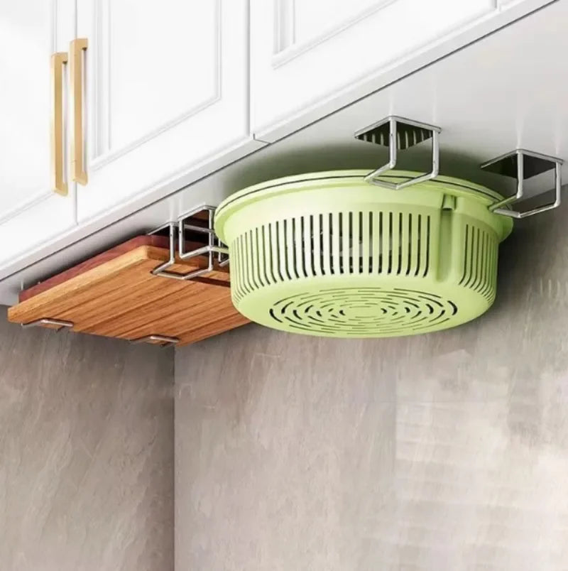 Kitchen Storage Rack, Punch-free Kitchen Sink Storage Pot and Lid Rack, Wall-mounted Kitchen Accessories Storage Rack