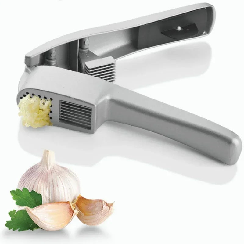 Garlic Press & Slicer 2 in 1 - Aluminium Garlic & Ginger Mincer and Slicer - with Slicing and Grinding - Kitchen Cooking Tools