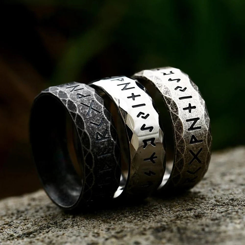 Fashion Nordic Viking Rune Ring for Men Women Simple Amulet 316L Stainless Steel Vintage Viking Rings Jewelry Gift Wholesale