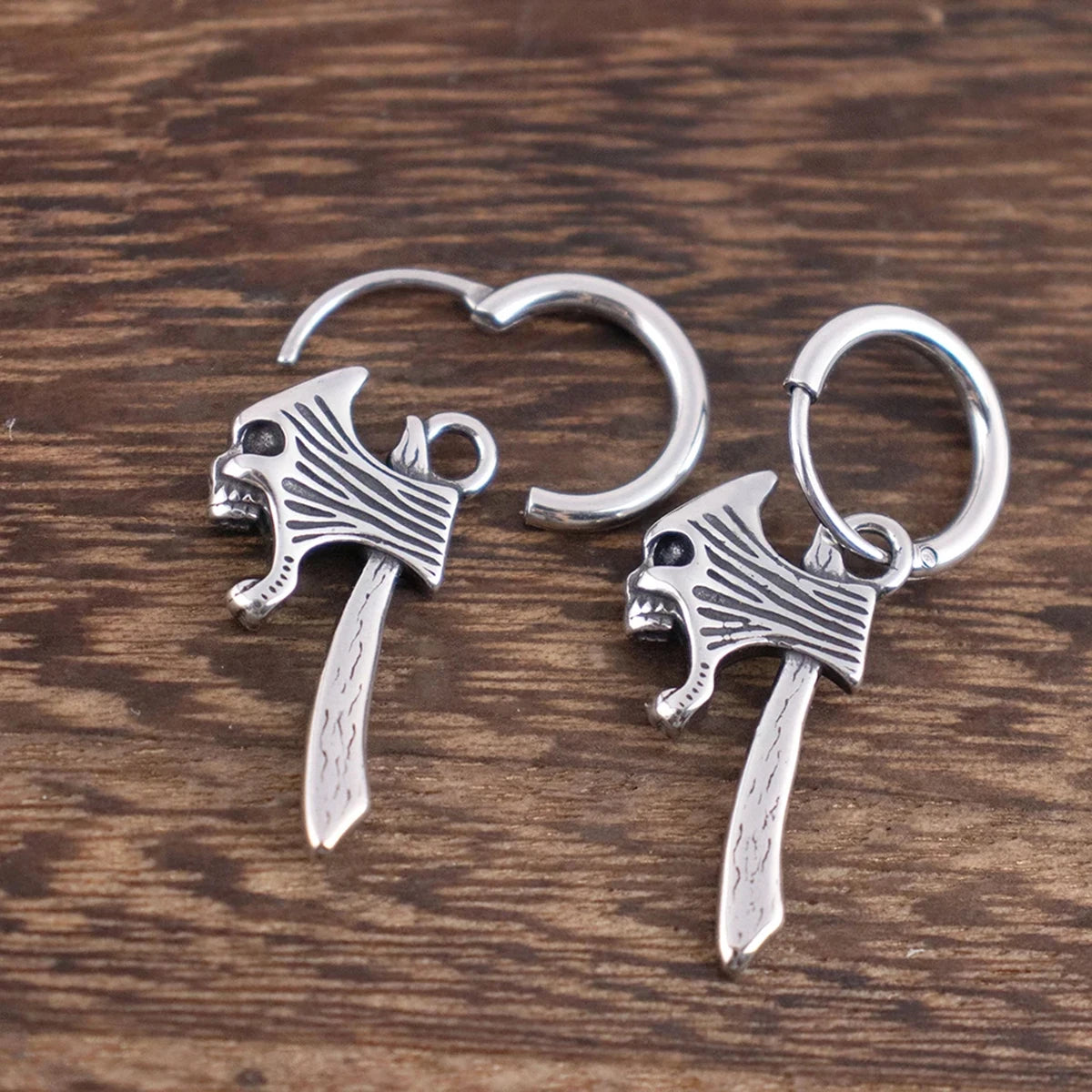 Vikings Jewelry Hip Hop Punk Viking Axe Drop Earrings Fashion Celtic Knot Rune Amulet Earrings Rock Biker Boys Stainless Steel