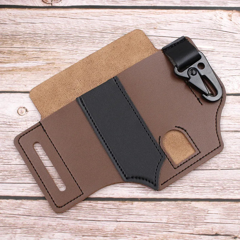 Tool Pocket Multifunctional Storage Wear Resistant Durable Outdoor Camping Sports Pocket Tool Leather Case Flashlight Cover