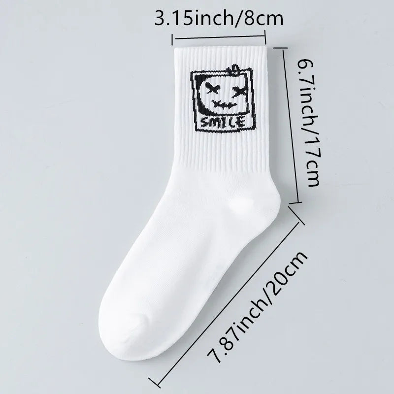 Men's graffiti funny socks, oversized socks, clown spray painted black and white socks