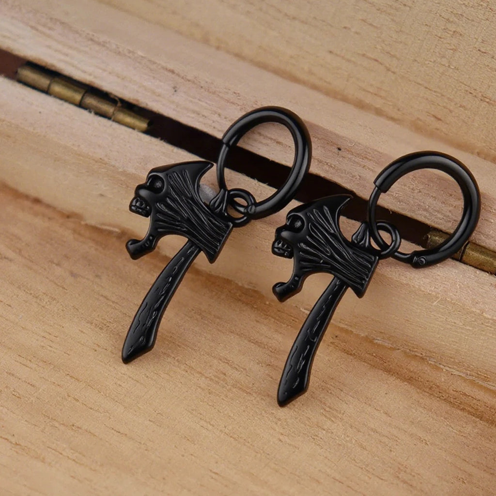 Vikings Jewelry Hip Hop Punk Viking Axe Drop Earrings Fashion Celtic Knot Rune Amulet Earrings Rock Biker Boys Stainless Steel