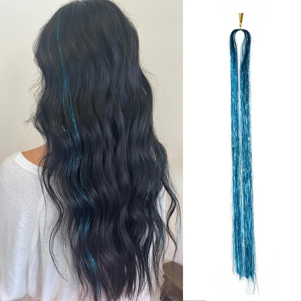 Glitter Tinsel Hair Extensions for Women and Girls Sparkling Shinny Fairy Hair Accessories for Christmas New Year Halloween