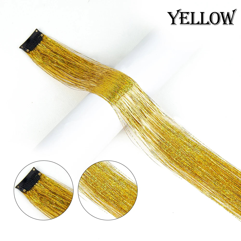 New Sparkle Hair Extensions Clip In Hair Tinsel Fairy Tinsel Hair Extensions With Clips Clip On Glitter Hair Tinsel Extensions