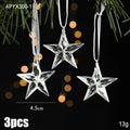 3pcs 2025 Christmas Decorations Christmas Transparent Snowflake Pendants Christmas Tree Home Decorations