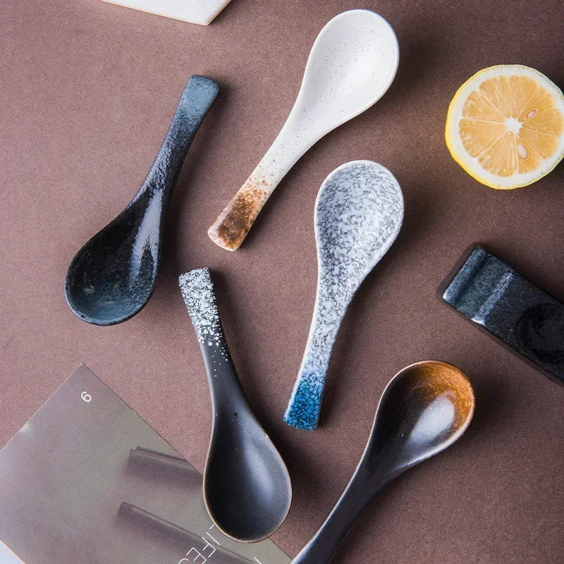 Ceramic Soup Spoon Japanese Tableware Eating Spoon Creative Spoons Kitchen Cooking Utensil Tool Teaspoon Catering For Kicthen