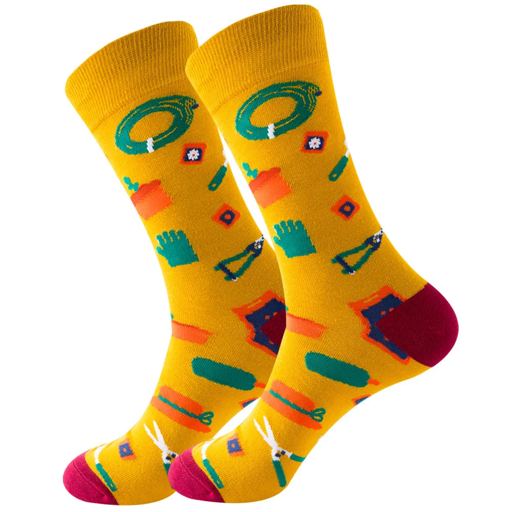 Men's socks original design happy socks animal food astronaut men's socks crew geometric women's socks halloween socks
