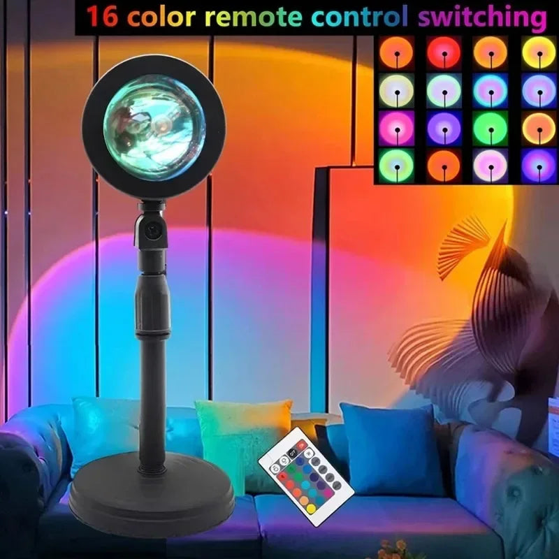 16 Color Sunset Lamp,RGB Mood Lighting,Floor Light,Night Light,Photography Lighting,Living Room,Sunset Projector,Artistic Photo