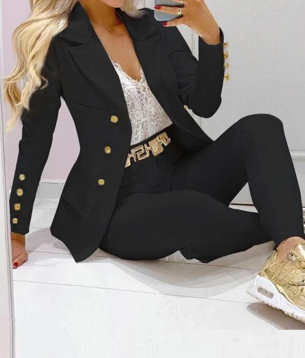 Women's Autumn Clothes Two Piece Set Female Coats and Pants Fashion Versatile Casual Long Sleeve Jacket and Trousers Suit 2023