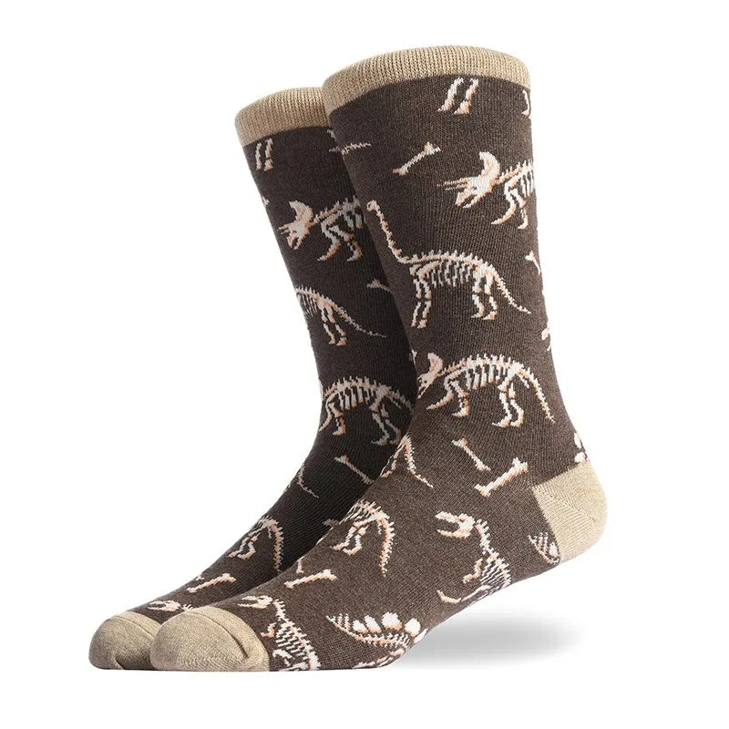 Men's Hip Hop Harajuku Socks Shark Clown Skateboarding Oil Painting Animal Mid-cut funny socks