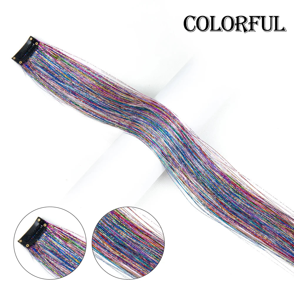 New Sparkle Hair Extensions Clip In Hair Tinsel Fairy Tinsel Hair Extensions With Clips Clip On Glitter Hair Tinsel Extensions