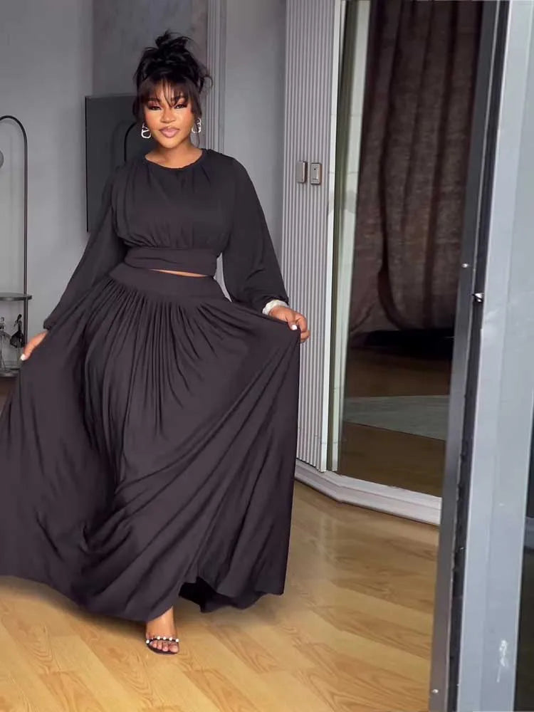 Female Clothing Autumn 2-piece Sets for Women Long Sleeve Top and Long Skirt Set Ladies Casual Dress Set Wholesale Dropshipping