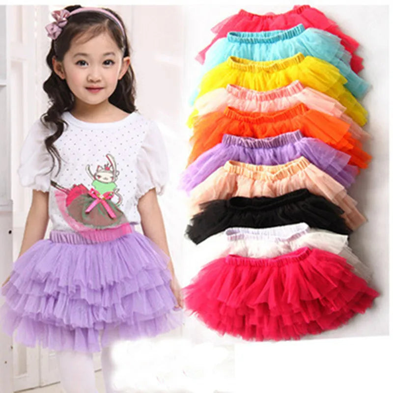 0-6Year Baby Girl Clothing Dance Skirts Solid Gauze Children Kids Mini Casual Tutu Skirts