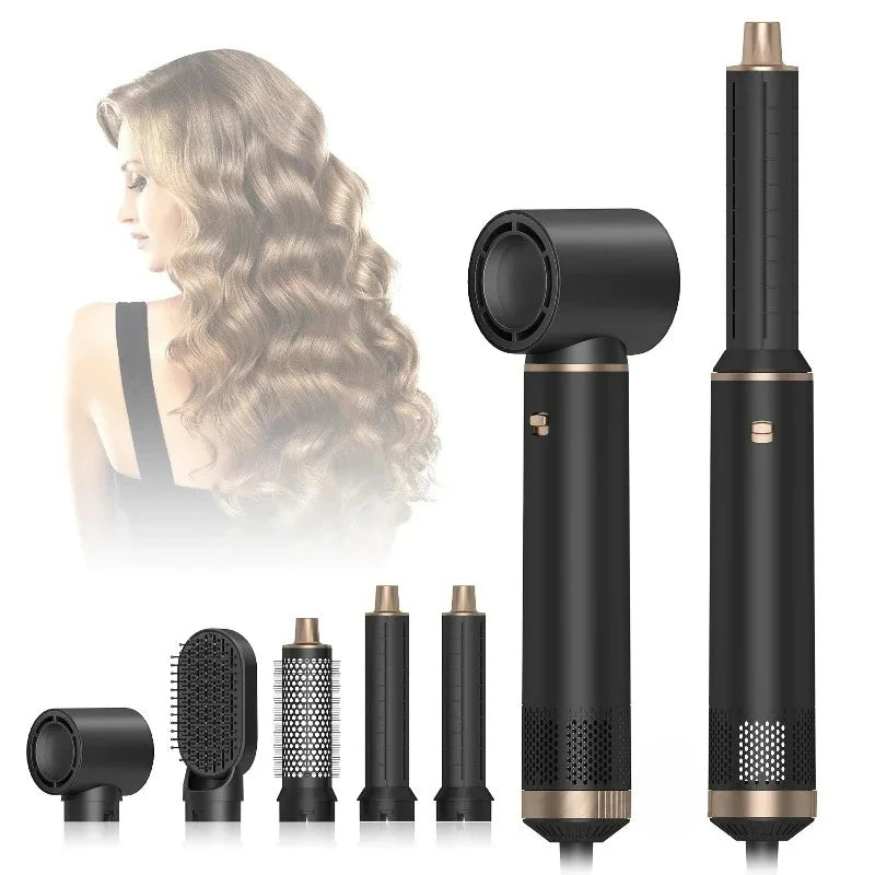 5-in-1 Air Blower Brush Hair Styler Ionic Hot Air Brush Curler & Straightener 1000W Detachable Heads Diffuser Hair Tools