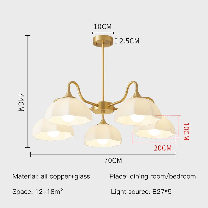 Light Luxury Cream Style Living Room Chandelier Bedroom Dining Room Brass Lamp Attic Lobby Hotel LED Home Lighting Decoration