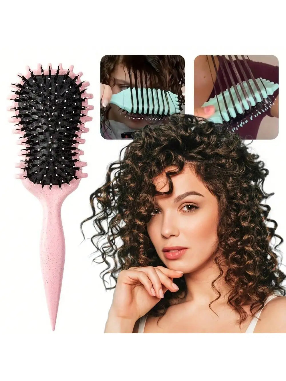 Curly Hair Brush with Black Bristles - Curl Defining and Shaping Comb, Hair Styling Tool Stylish Grooming Tool Durable Hairbrush