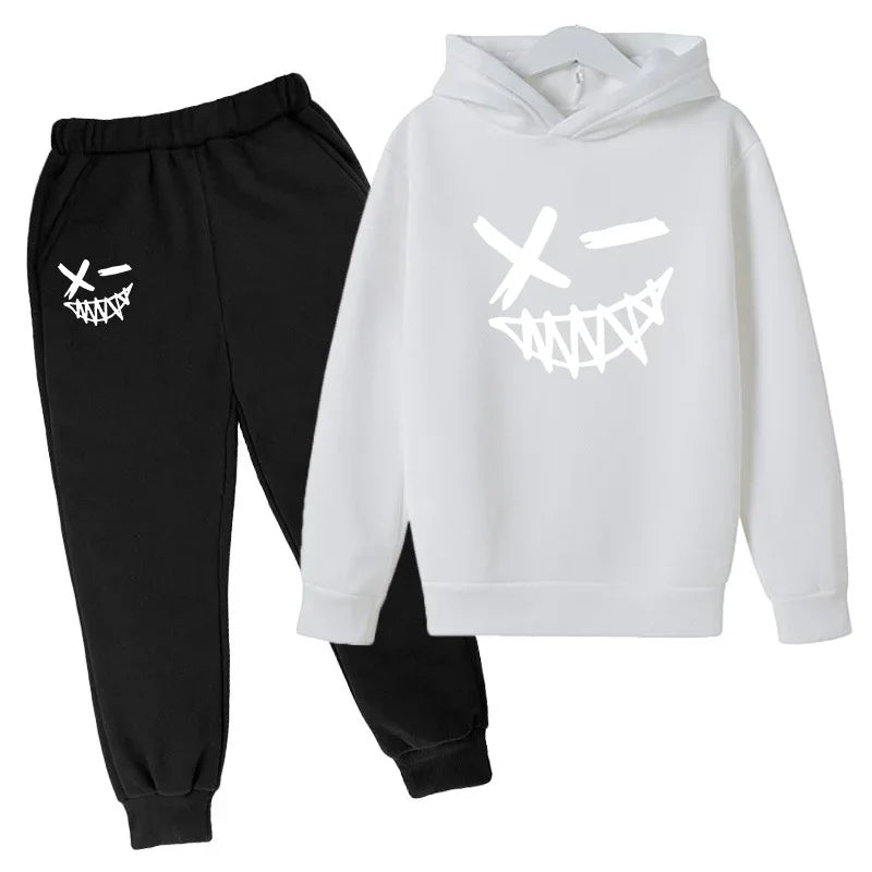 New Children's Hooded Casual Jacket, Boys' and Girls' Branded Clothing for Ages 3-13, Two-piece Set with Top and Pants, Party-ch