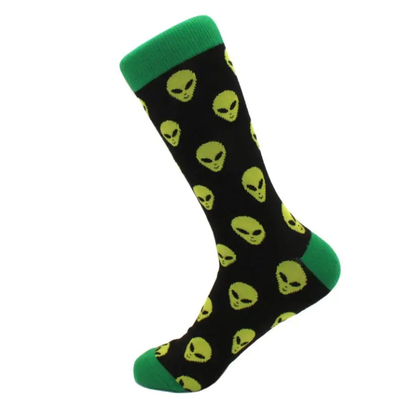 Men's hip hop harajuku socks polka dot alien skateboard checkered animal medium cut funny socks