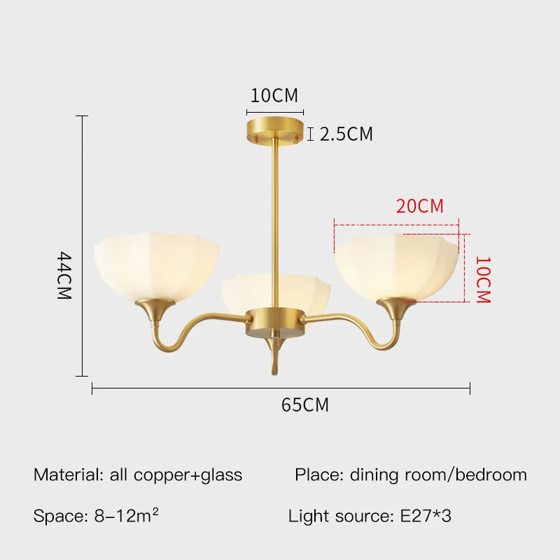 Light Luxury Cream Style Living Room Chandelier Bedroom Dining Room Brass Lamp Attic Lobby Hotel LED Home Lighting Decoration