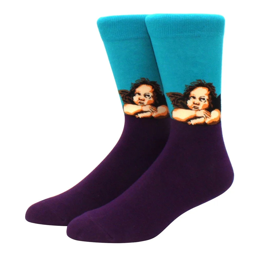 Man Plus Size Socks Art Mural World Famous Art Oil Painting Series Woman Funny Socks