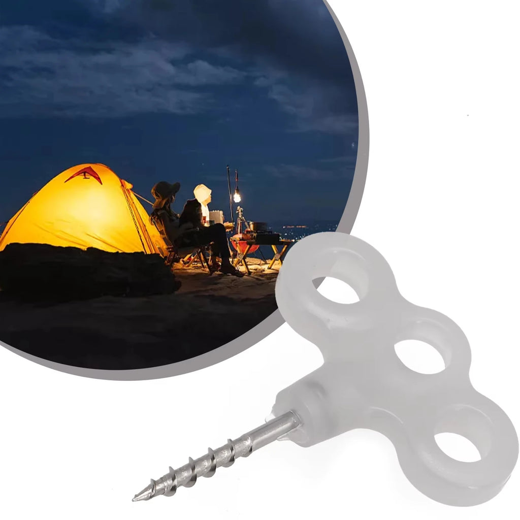 6Pcs Screw Hooks, Rope Buckles, Hiking Camping Pins, Tent Nails, Luminous Travel Outdoor Gear Tent Accessories, Three-Eye Outdoor Deck Rope Fasteners, Tent Accessories