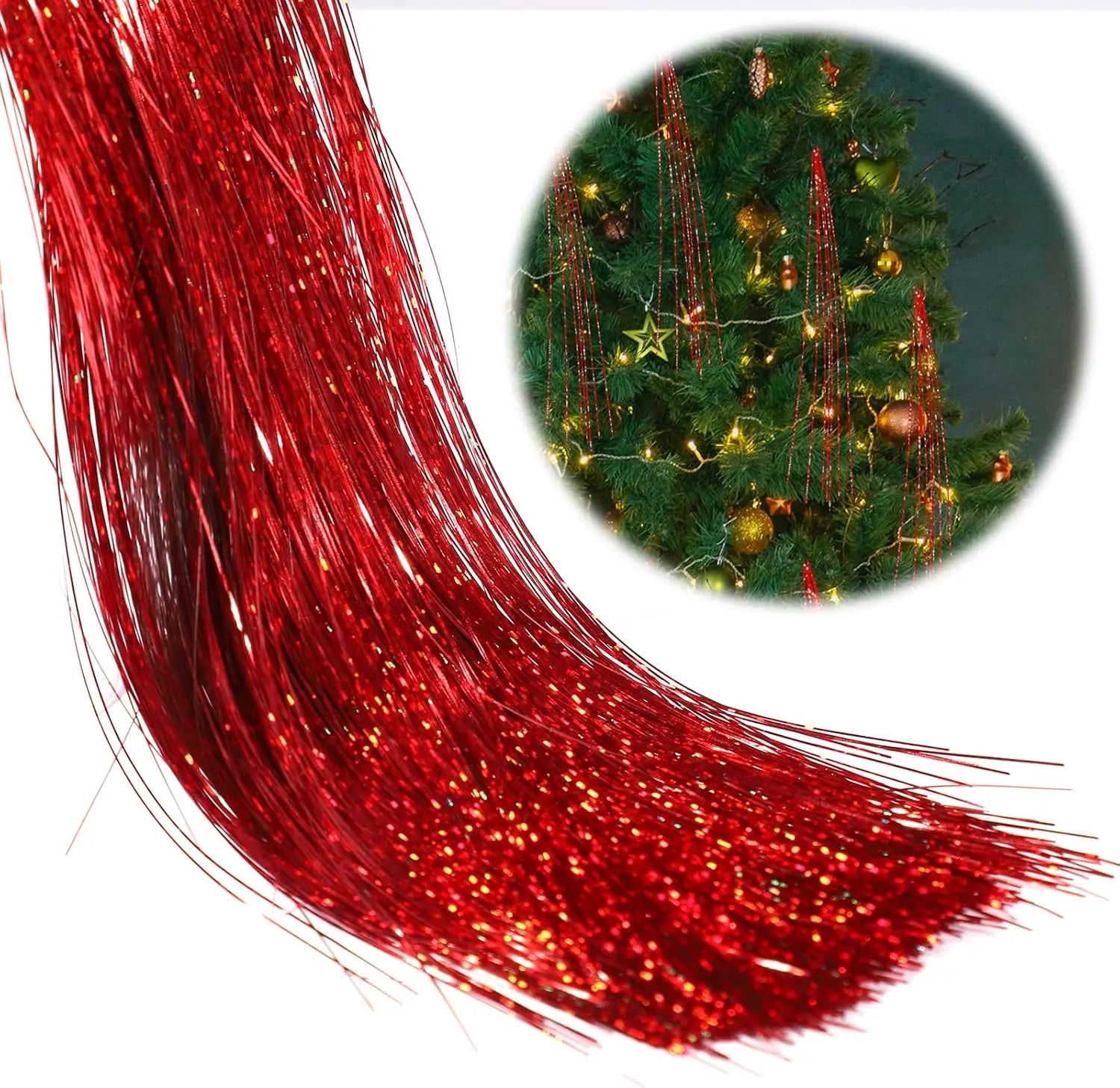 3000 Strands Icicles Iridescent Tinsel Foil Fringe Garland For Christmas Xmas Tree Decorations Party Supplies Holiday Home Decor